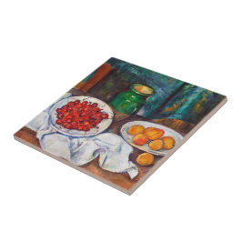 Azulejo De Cerámica Vida de Paul todavía Cezanne con las cerezas y los