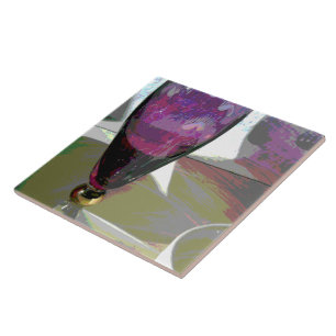 Azulejo De Cerámica Vidrio de flauta morada con sombra