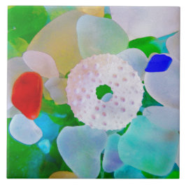 Azulejo De Cerámica Vidrio y erizo de mar Shell del mar