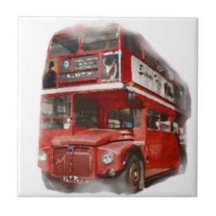 Azulejo De Cerámica Viejo Red London Bus