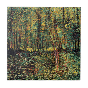 Azulejo De Cerámica Vincent Van Gogh - Árboles y sotobosque Arte Fino