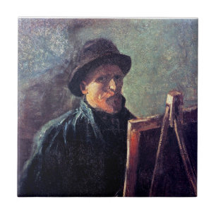 Azulejo De Cerámica Vincent Van Gogh - Autorretrato con sombrero de fi
