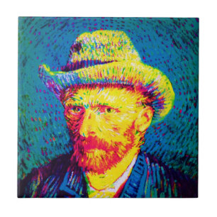 Azulejo De Cerámica Vincent Van Gogh - autorretrato de arte pop con Go