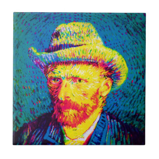 Azulejo De Cerámica Vincent Van Gogh - Autorretrato Pop Art con sombre