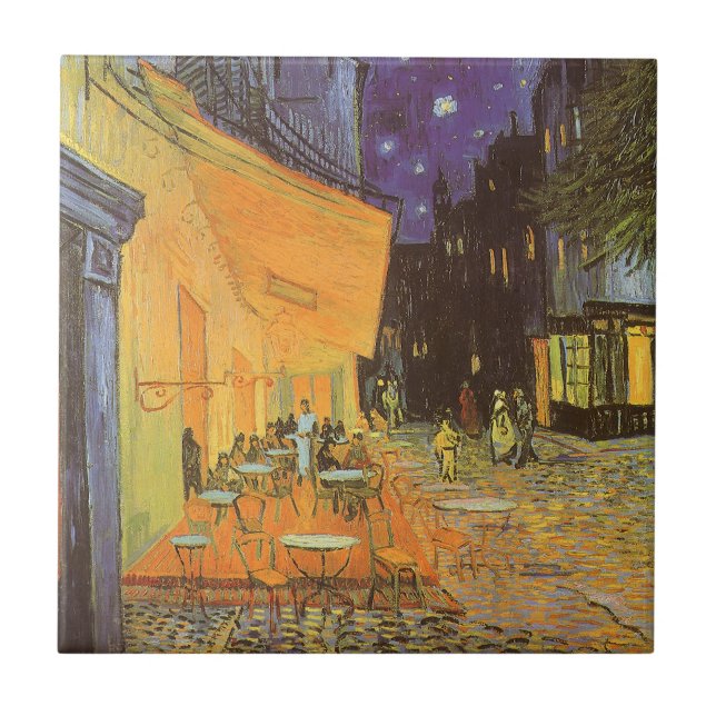 Azulejo De Cerámica Vincent van Gogh - Cafe Terrace de noche (Frente)