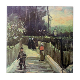 Azulejo De Cerámica Vincent Van Gogh - Camino inclinado en Montmartre