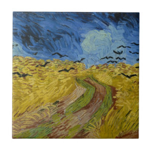 Azulejo De Cerámica Vincent van Gogh - Campo de trigo con cuervos
