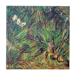Azulejo De Cerámica Vincent Van Gogh - Dos Mariposas Blancas Arte Fino