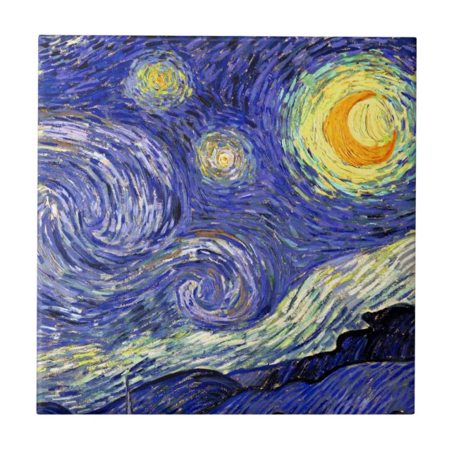 Azulejo De Cerámica Vincent Van Gogh - El Bella Artes de la Noche Star (Frente)