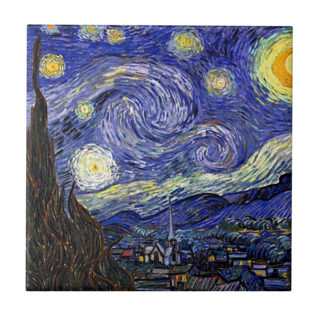 Azulejo De Cerámica Vincent Van Gogh - El Bella Artes de la Noche Star (Frente)