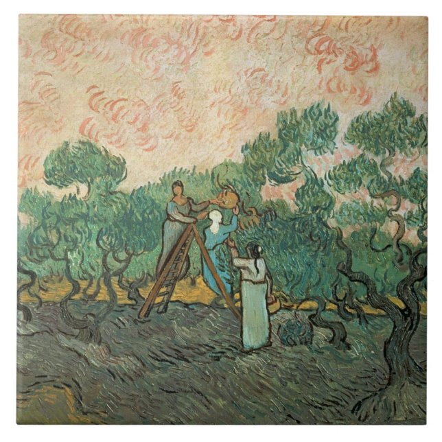 Azulejo De Cerámica Vincent van Gogh el | los recogedores verdes (Frente)