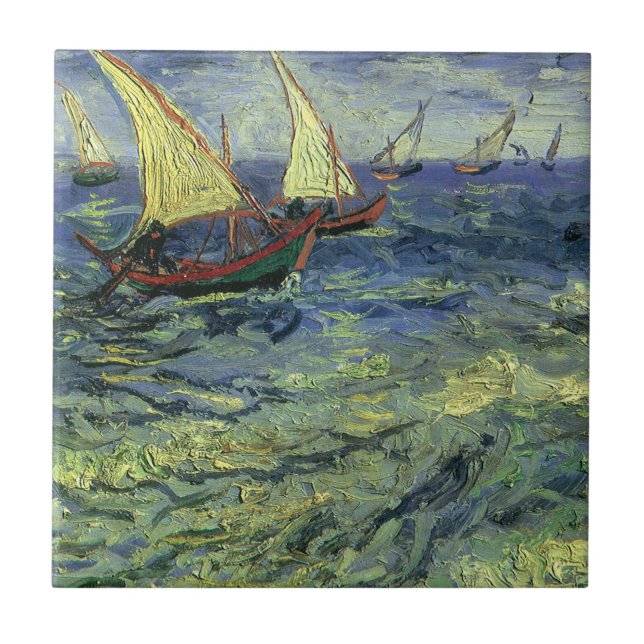 Azulejo De Cerámica Vincent van Gogh - El paisaje marino de Saintes Ma (Frente)