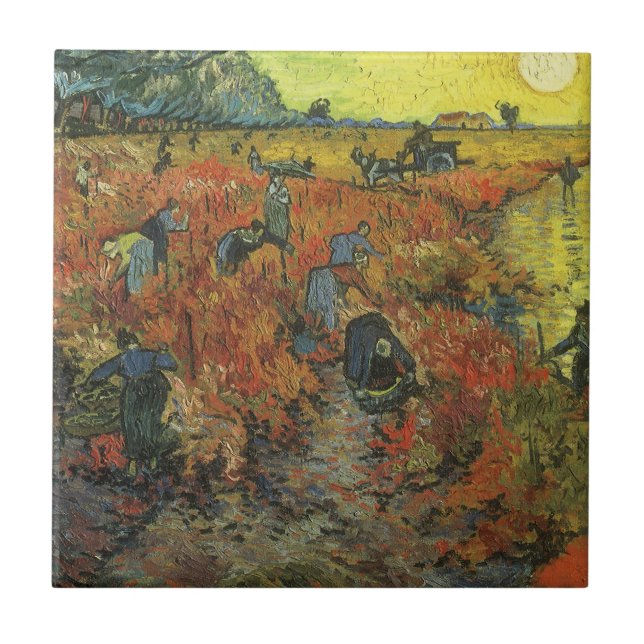 Azulejo De Cerámica Vincent van Gogh - El Viñedo Rojo (Frente)