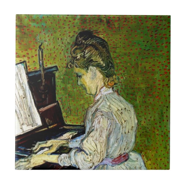 Azulejo De Cerámica Vincent Van Gogh - Gachet Marguerite En El Piano (Frente)
