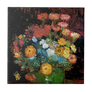 Azulejo De Cerámica Vincent Van Gogh - Jarrón con Zinnias Arte Fino