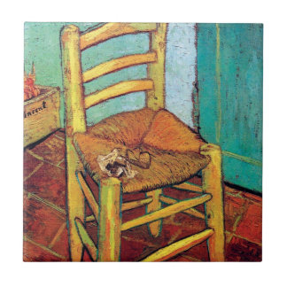 Azulejo De Cerámica Vincent Van Gogh - La silla de Vincent con pipa