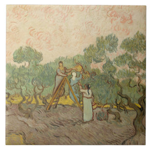 Azulejo De Cerámica Vincent van Gogh - Mujeres recolectando aceitunas