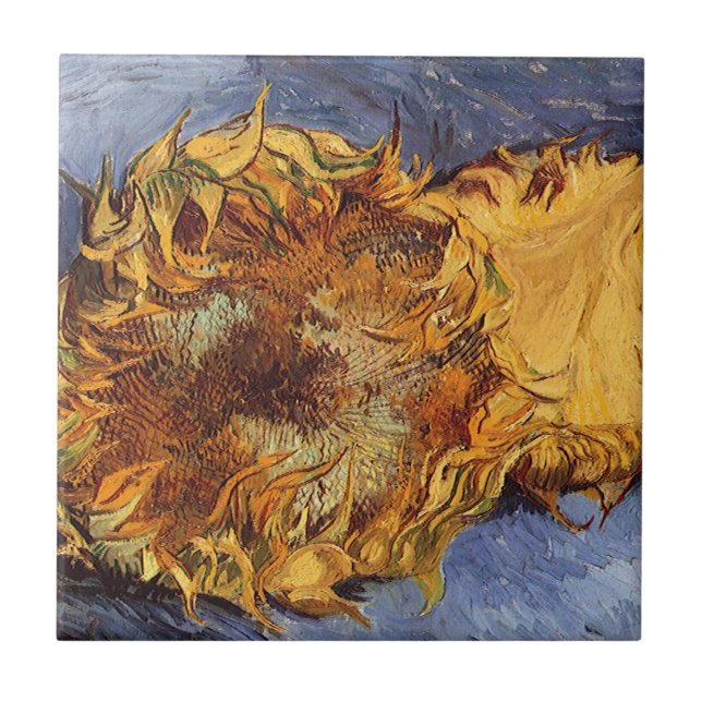 Azulejo De Cerámica Vincent van Gogh - Naturaleza muerta: Dos girasole (Frente)