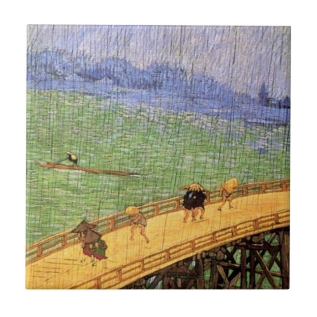 Azulejo De Cerámica Vincent Van Gogh - Puente En La Lluvia Del Arte Ja (Frente)