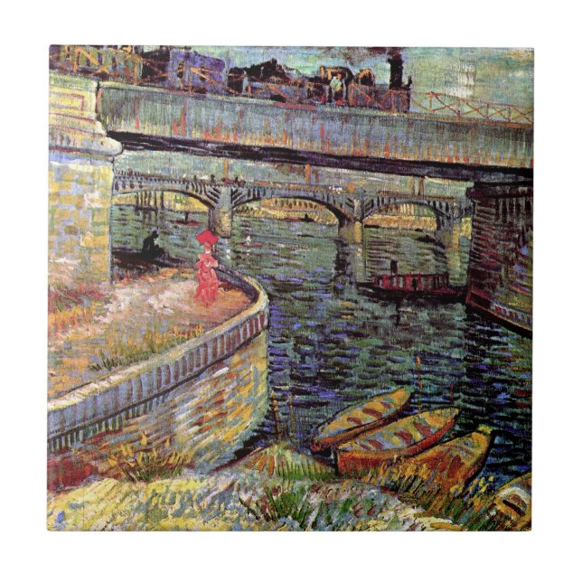 Azulejo De Cerámica Vincent Van Gogh - Puentes A Través Del Sena (Frente)