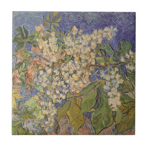 Azulejo De Cerámica Vincent van Gogh - Ramas florecidas de castaño
