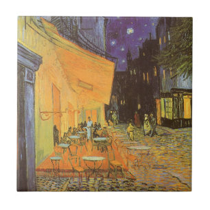 Azulejo De Cerámica Vincent van Gogh - Terraza del Café por la Noche