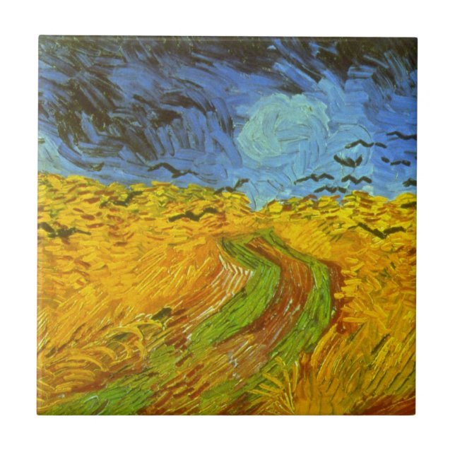 Azulejo De Cerámica Vincent van Gogh Wheat Field with Crows (Frente)