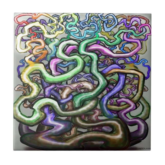 Azulejo De Cerámica Vinos arcoiris torcidos (Frente)