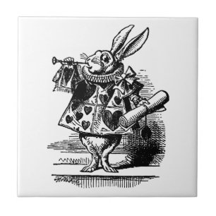 Azulejo De Cerámica Vintage Alice en Wonderland Conejo Blanco como her