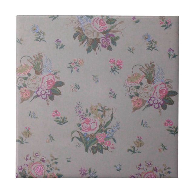 Azulejo De Cerámica Vintage bonito floral (Frente)