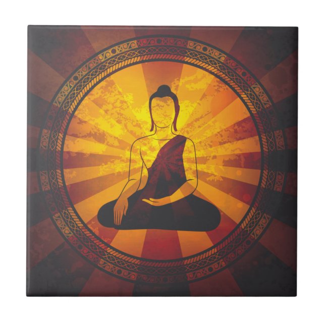 Azulejo De Cerámica Vintage Buda (Frente)