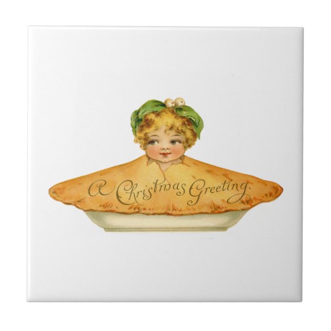 Azulejo De Cerámica Vintage Child & Pie (Frente)