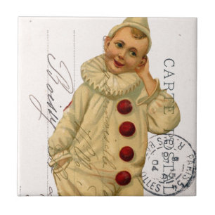 Azulejo De Cerámica Vintage Clown Postcard Digital Art