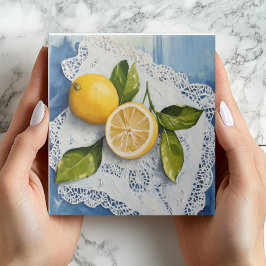 Azulejo de cerámica vintage con encaje de limón en