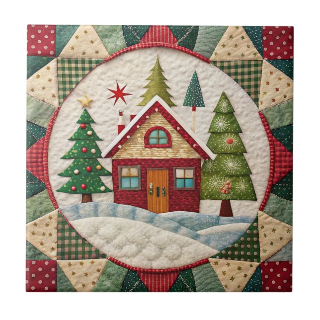 Azulejo de cerámica vintage de Navidad (Frente)