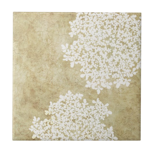 Azulejo De Cerámica Vintage floral blanco (Frente)
