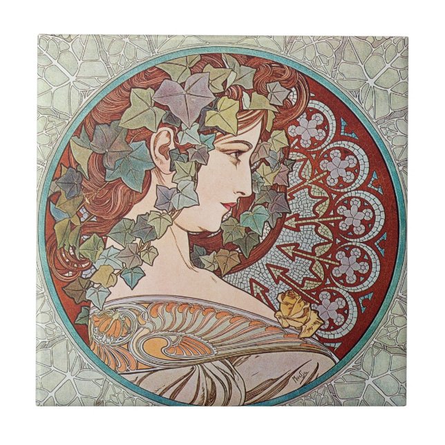 Azulejo De Cerámica Vintage Ivy Goddess (Frente)