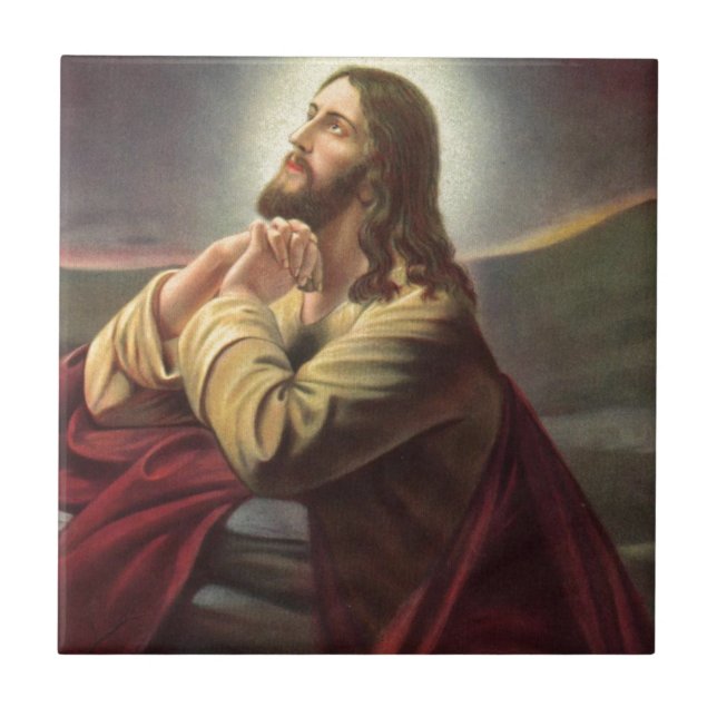 Azulejo De Cerámica Vintage Jesucristo Rezando (Frente)