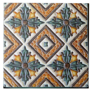 Azulejo de cerámica vintage Majólica en enrejado