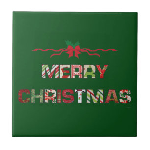Azulejo De Cerámica Vintage Merry-Navidad Holiday