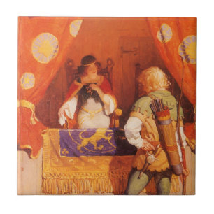 Azulejo De Cerámica Vintage Robin Hood conoce a Maid Marian por NC Wye