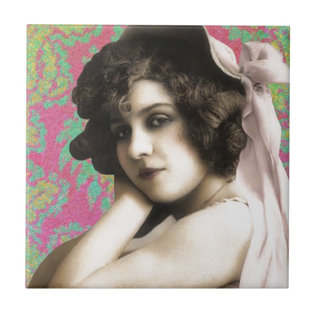 Azulejo De Cerámica Vintage Woman (Frente)