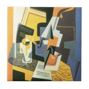 Azulejo De Cerámica Violín y vaso de Juan Gris, cubismo vintage