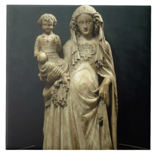 Azulejo De Cerámica Virgen y niño, c.1375 (alabastro)