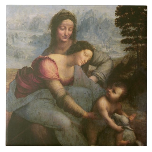 Azulejo De Cerámica Virgen y niño con St Anne, c.1510 (Frente)