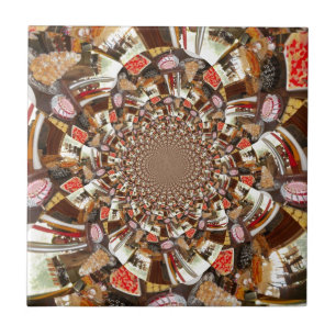 Azulejo De Cerámica Visión psicodélica de Brown Hues