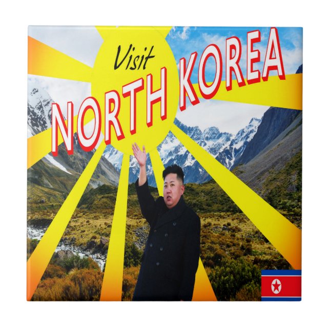 Azulejo De Cerámica Visitar Corea del Norte (Frente)