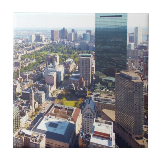 Azulejo De Cerámica Vista aérea de Boston (Frente)