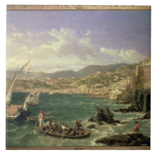 Azulejo De Cerámica Vista de Génova, 1854 (aceite en lona)