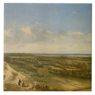 Azulejo De Cerámica Vista de Haarlem de las dunas (aceite en lona)